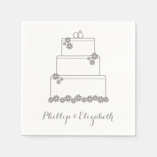 Pink Wedding Cake Reception Dessert Napkins