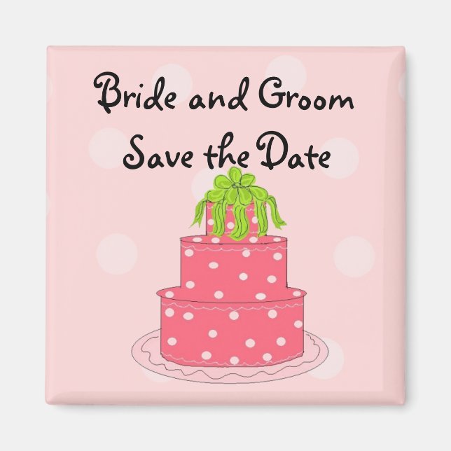 Pink Wedding Cake Save the Date Magnet (Front)