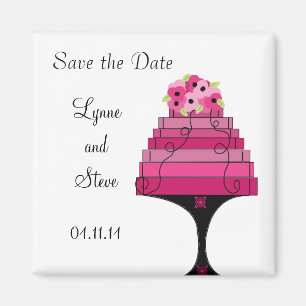 Pink Wedding Cake Save the Date Magnet