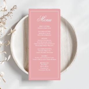 Pink Wedding Calligraphy Script Dinner Menu