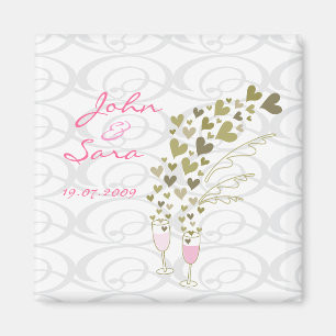 Pink Wedding Champagne Cheers Save-the-Date Magnet