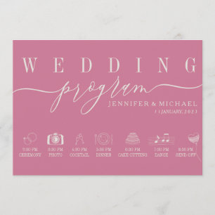 Pink Wedding Custom Icon Timeline ceremony plan Program