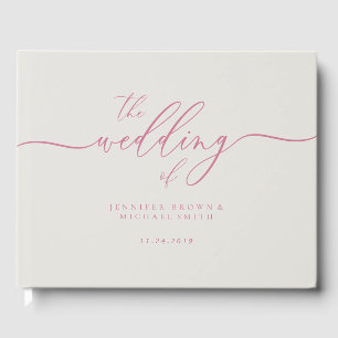 Pink Wedding Custom Name Date Guest Book