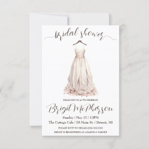 Pink Wedding Dress, Bridal Gown, Bridal Shower Invitation