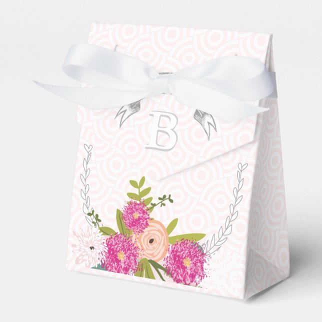 Pink Wedding Favour Box Your Photos Monogram Names (Front Side)