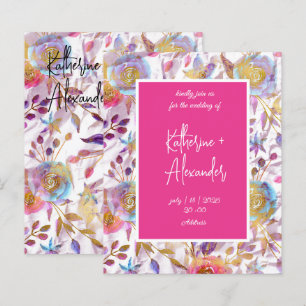 Pink wedding floral Lily Invitation classics