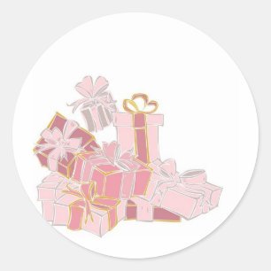 Pink Wedding Gift Pile Classic Round Sticker