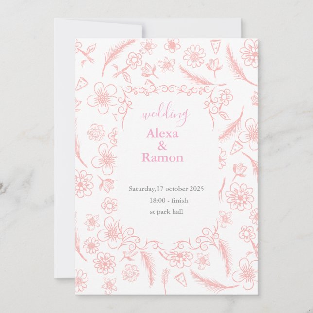 pink wedding invitation (Front)