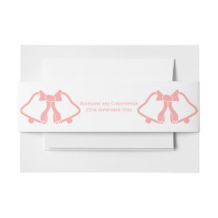 Pink Wedding Invitation Belly Band Bells Ribbon
