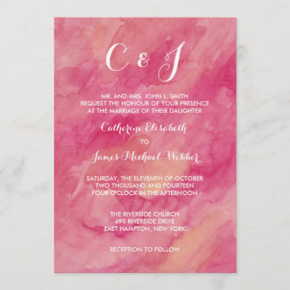 Pink Wedding Invitation  Bride's Parents Hosting