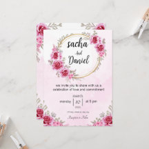 pink wedding invitation ,Celebration of Love