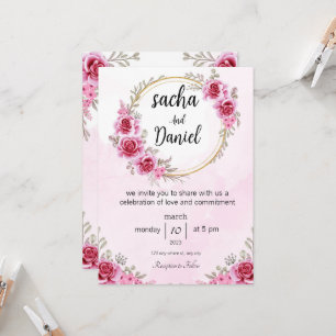 pink wedding invitation ,Celebration of Love