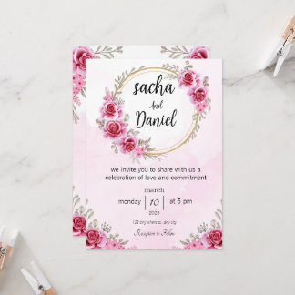 pink wedding invitation ,Celebration of Love