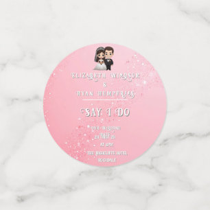 Pink Wedding Invitations with Diamond Sparkles Confetti