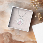 Pink Wedding Maid of Honour Personalised Silver Plated Necklace<br><div class="desc">Celebrate your bridal party with this wedding bridesmaid keepsake, a timeless maid of honour jewellery piece featuring elegant calligraphy script and a stylish typography design. Adorned with a watercolor pink dress, this bridal party memento adds a heartfelt touch to your special day. Designed in a unique creative style with a...</div>