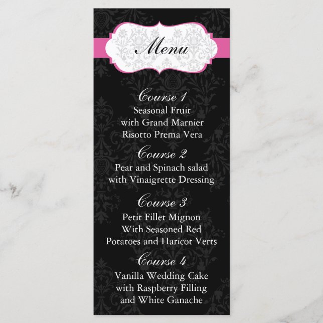 pink  Wedding menu (Front)