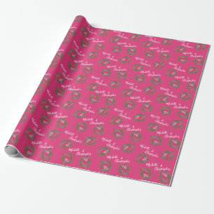 Pink Wedding Modern Floral Wrapping Paper