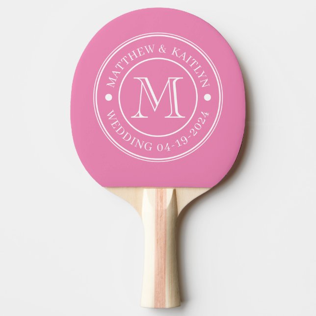 Pink Wedding Monogram Ping Pong Paddle (Front)