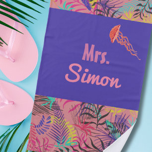 Pink Wedding Mrs. Beach Towel