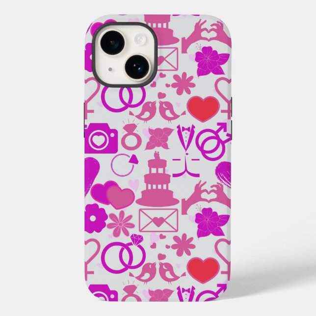Pink Wedding ornaments pattern 03 Case-Mate iPhone Case (Back)