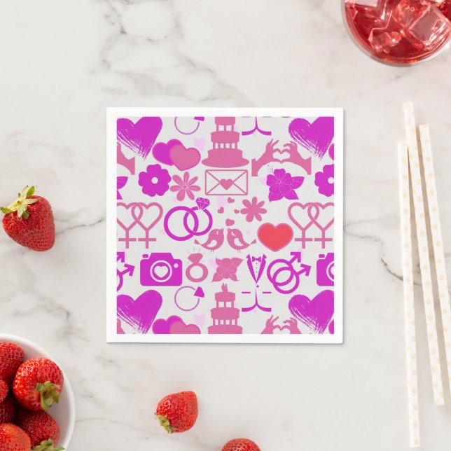 Pink Wedding ornaments pattern 03 Napkin (Insitu)