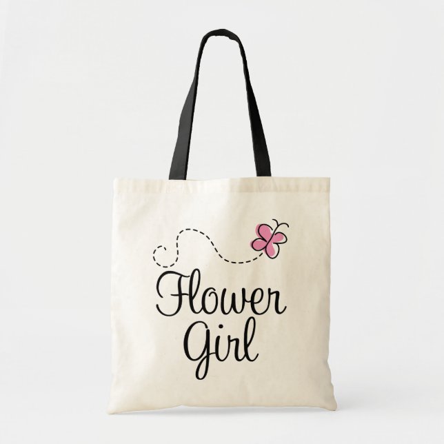 Pink Wedding Party Flower Girl Gift Tote Bag (Front)
