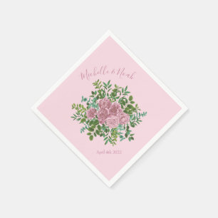 Pink Wedding Pastel Vintage Rose Napkin