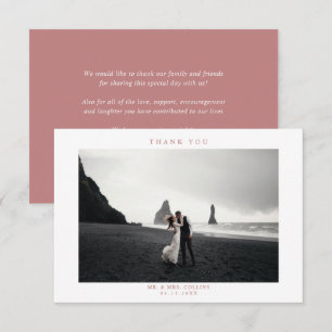 Pink Wedding Photo Thank You Card