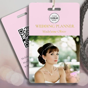 Pink Wedding Planner Photo Logo Employee Badge ID Badge