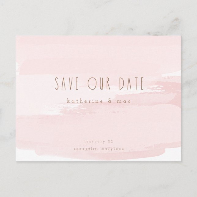 Pink Wedding Postcard Save our Date (Front)