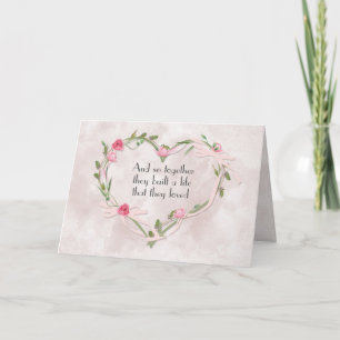 Pink Wedding Rose Heart Card