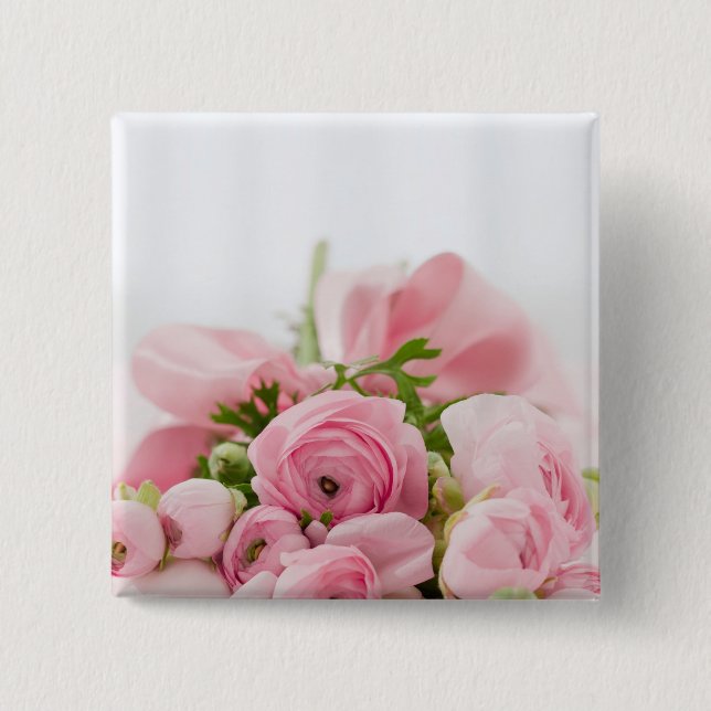 Pink Wedding Roses 15 Cm Square Badge (Front)
