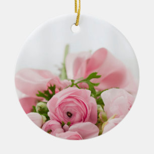 Pink Wedding Roses Ceramic Ornament