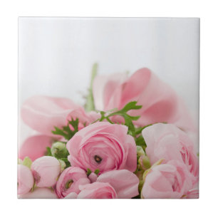 Pink Wedding Roses Ceramic Tile