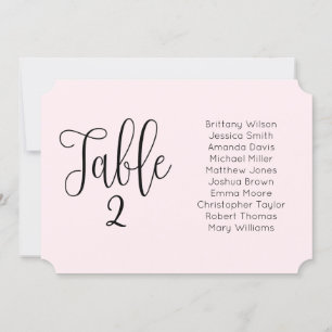 Pink wedding seating chart. Blush landscape modern Invitation