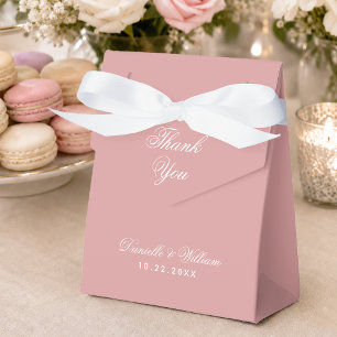 Pink Wedding Simple Thank You Script Dusty Rose Favour Box