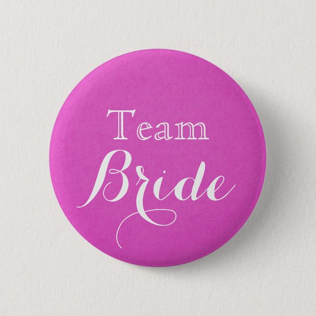 Pink Wedding Team Bride Button (Front)