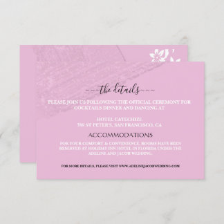 Pink wedding website floral Enclosure Card