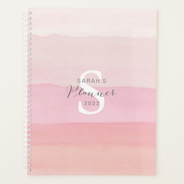 Pink Weekly planner Trendy abstract watercolor (Front)