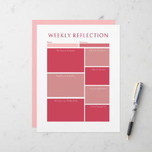 Pink Weekly Reflection Planner Printable Worksheet Custom Letterhead