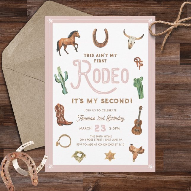 Pink Western 2nd Birthday Rodeo  Invitation (Creator Uploaded)