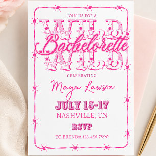Pink Western Bachelorette Weekend Invitation