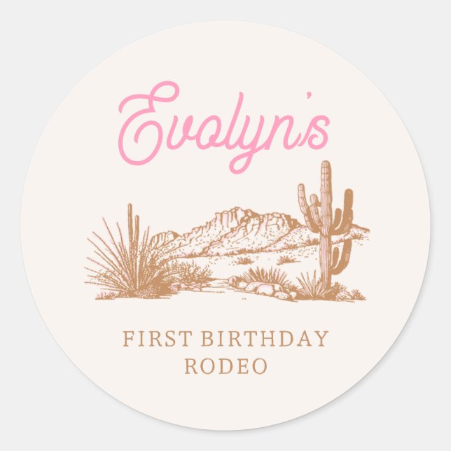 Pink Western Birthday Stickers (Front)