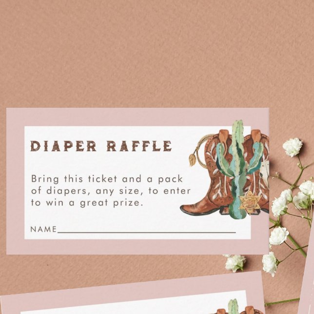 Pink Western Cowgirl Baby Shower Diaper Raffle Enclosure Card (Creator Uploaded)
