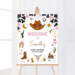 Pink Western Cowgirl Baby Shower Welcome Poster