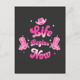 Pink Western Cowgirl Birthday Milestone Invitation Postcard
