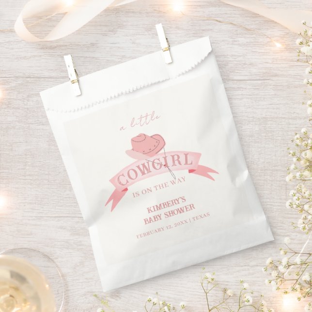 Pink Western Cowgirl Hat Baby Shower  Favour Bag (Clipped)