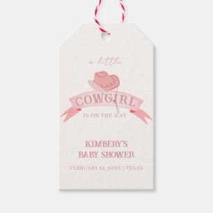 Pink Western Cowgirl Hat Baby Shower Gift Tags