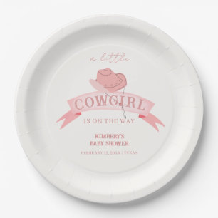 Pink Western Cowgirl Hat Baby Shower Paper Plate
