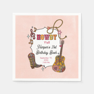 Pink Western Cowgirl Party Napkins